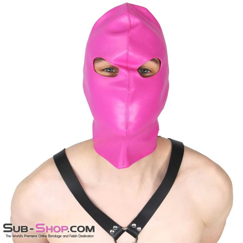 0565RS      <b>BOGO!</b> Hot Pink Leatherette Open Lacing Back Eyes Bondage Girl Hood