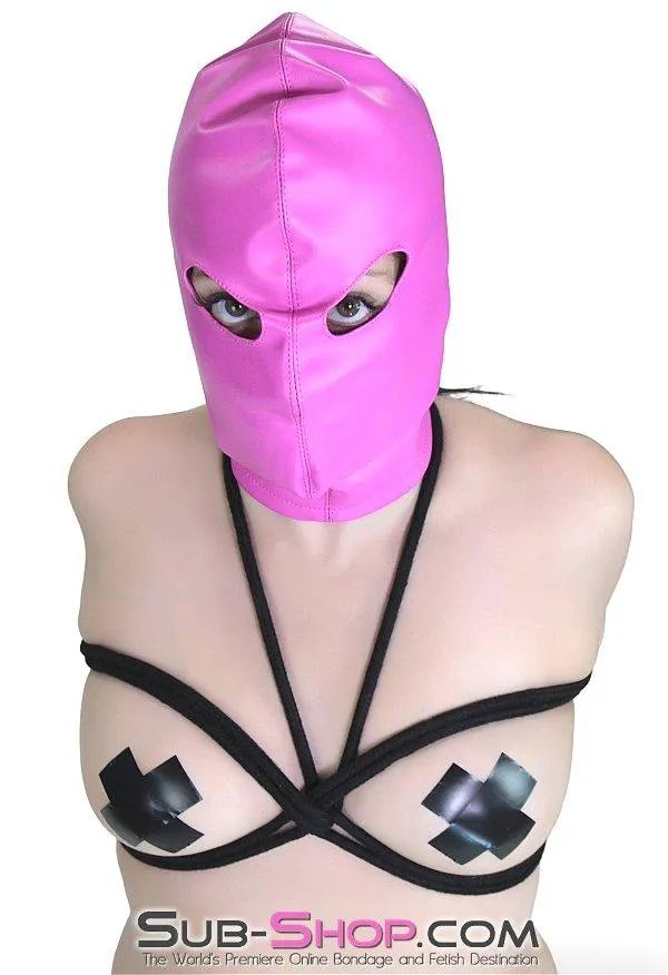 0565RS      <b>BOGO!</b> Hot Pink Leatherette Open Lacing Back Eyes Bondage Girl Hood