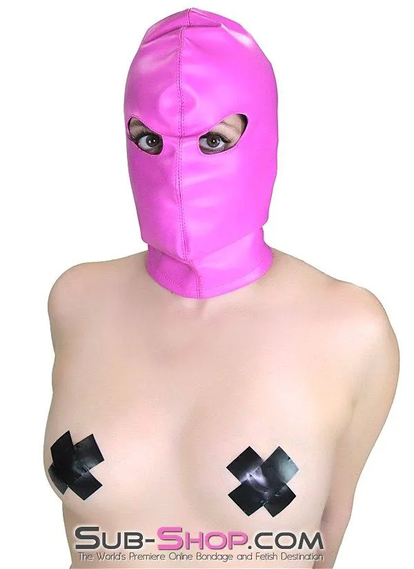 0565RS      <b>BOGO!</b> Hot Pink Leatherette Open Lacing Back Eyes Bondage Girl Hood