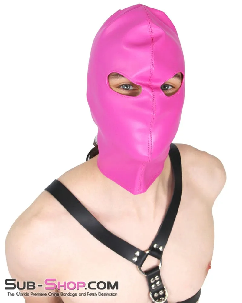 0565RS      <b>BOGO!</b> Hot Pink Leatherette Open Lacing Back Eyes Bondage Girl Hood