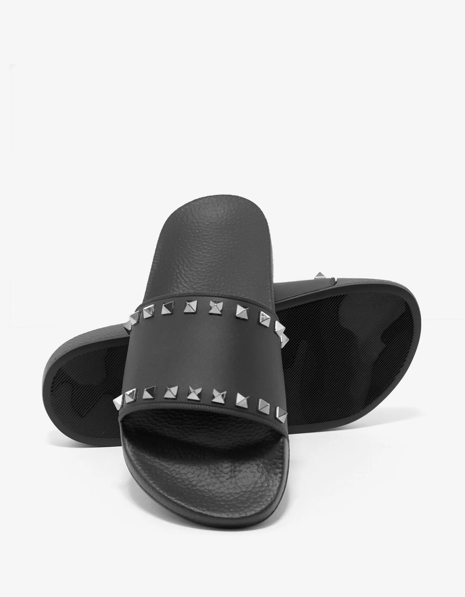 Black Rockstud Slide Sandals