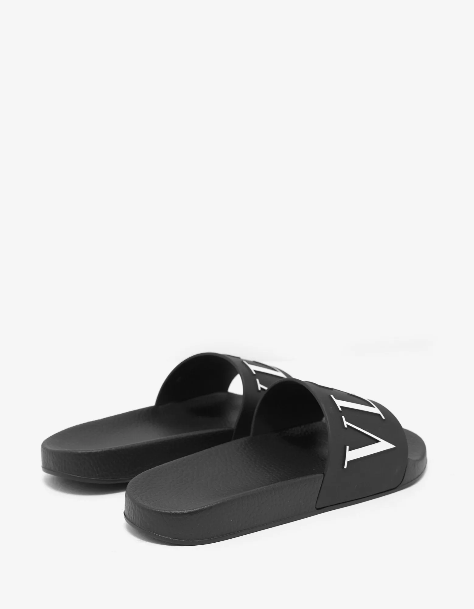 Black VLTN Slide Sandals