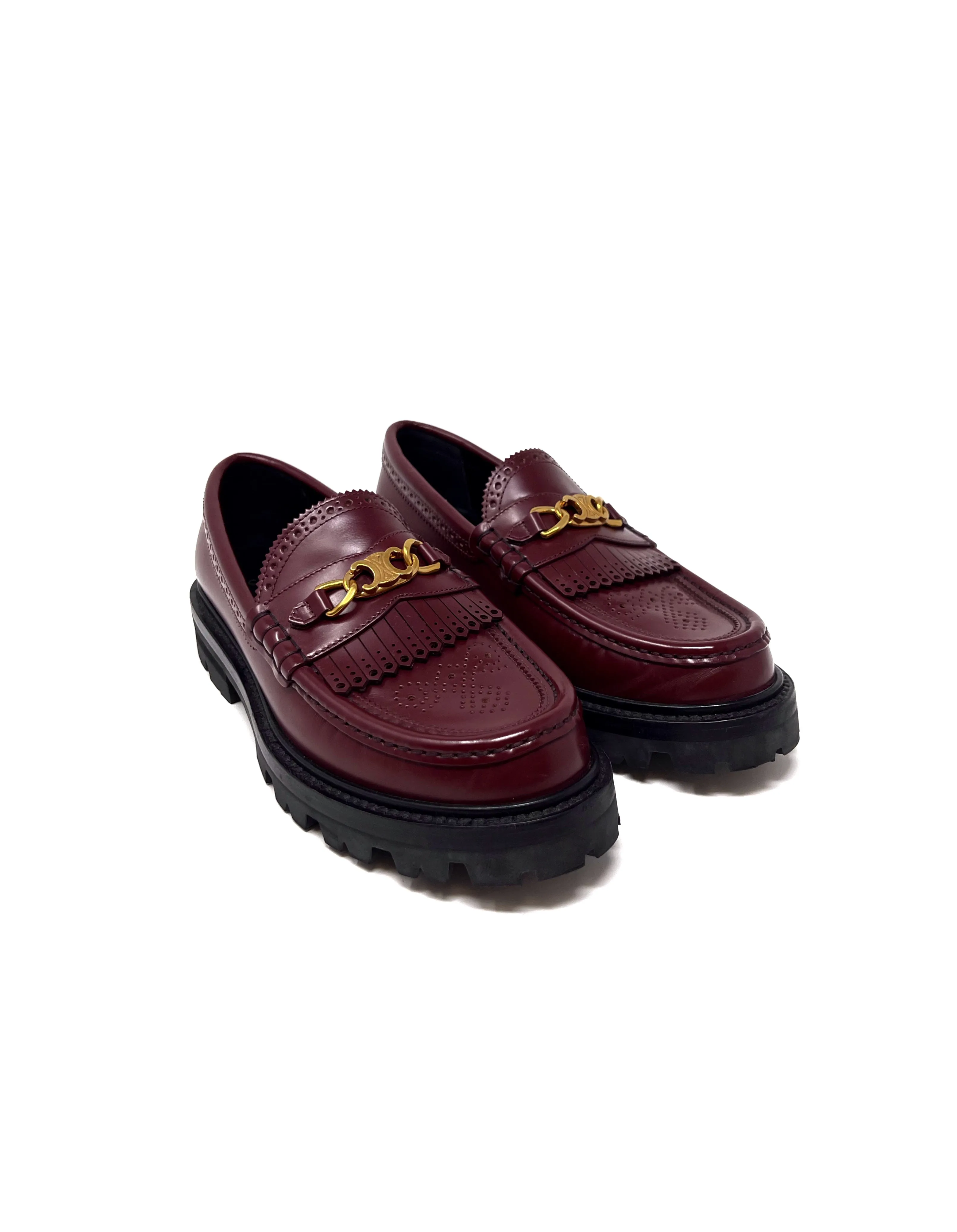 Celine 'Margaret' Triomphe Chain Polished Loafer