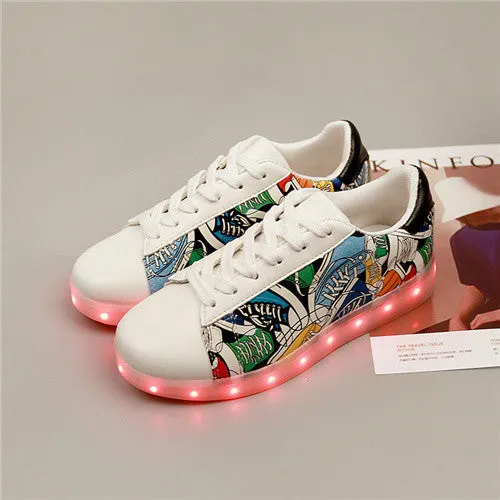 Femme luminous Led shoes Usb Charge lights up Men&Adults colorfull glowing shoe neon casual basket trainers 11 Colors Led shoes