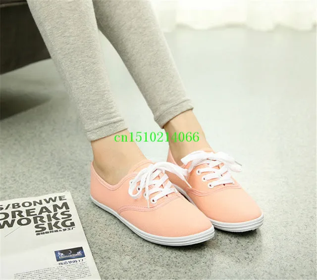 Lady candy color flat shoes with non-slip cow muscle casual shoes new women shoes multicolor canvas shoes  Large size 35 - 42