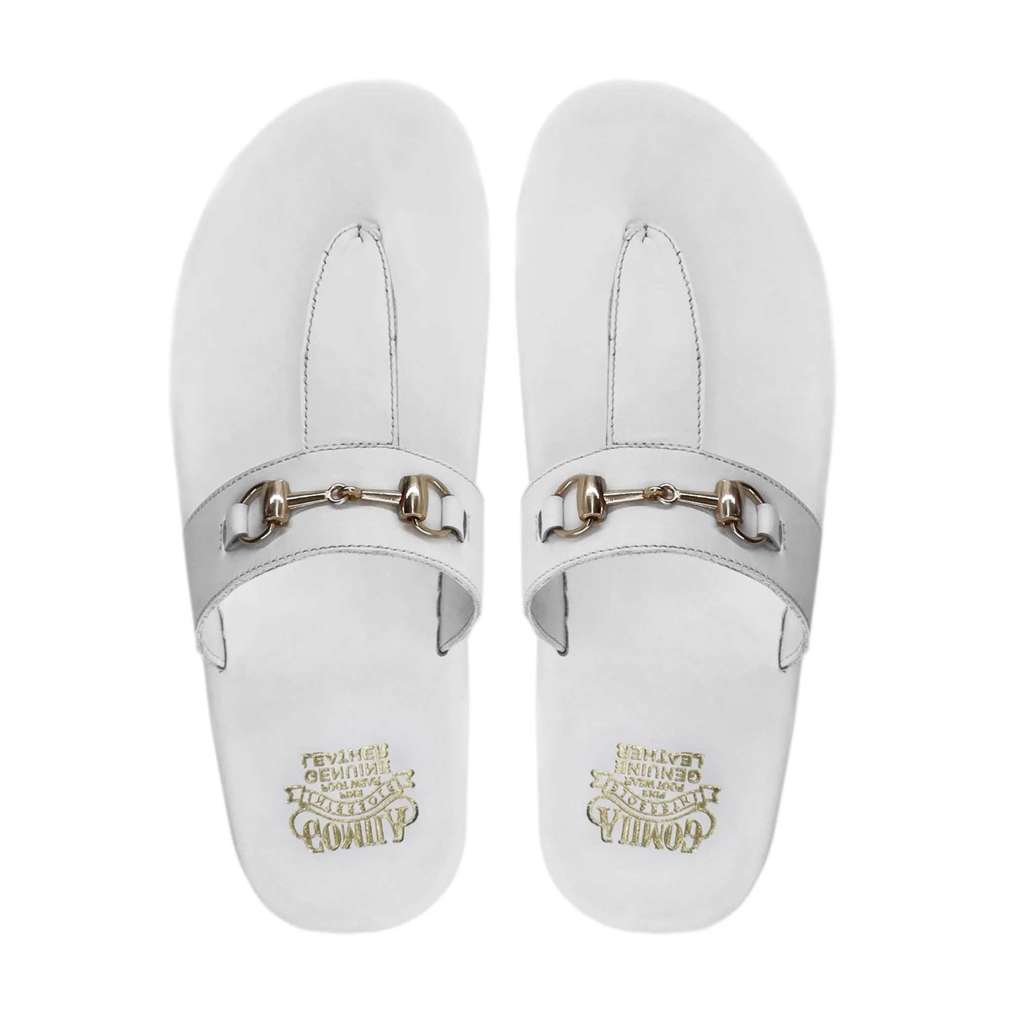 Luken - Ladies White Calf Leather Slipper