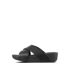 LULU CROSS SLIDE SANDALS - LEATHER