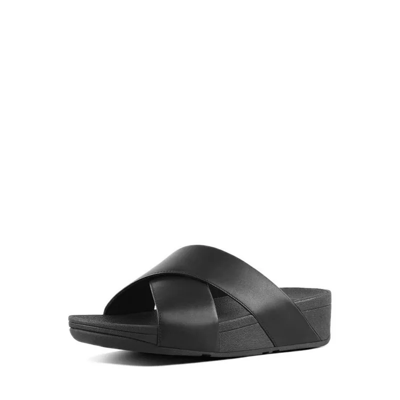 LULU CROSS SLIDE SANDALS - LEATHER