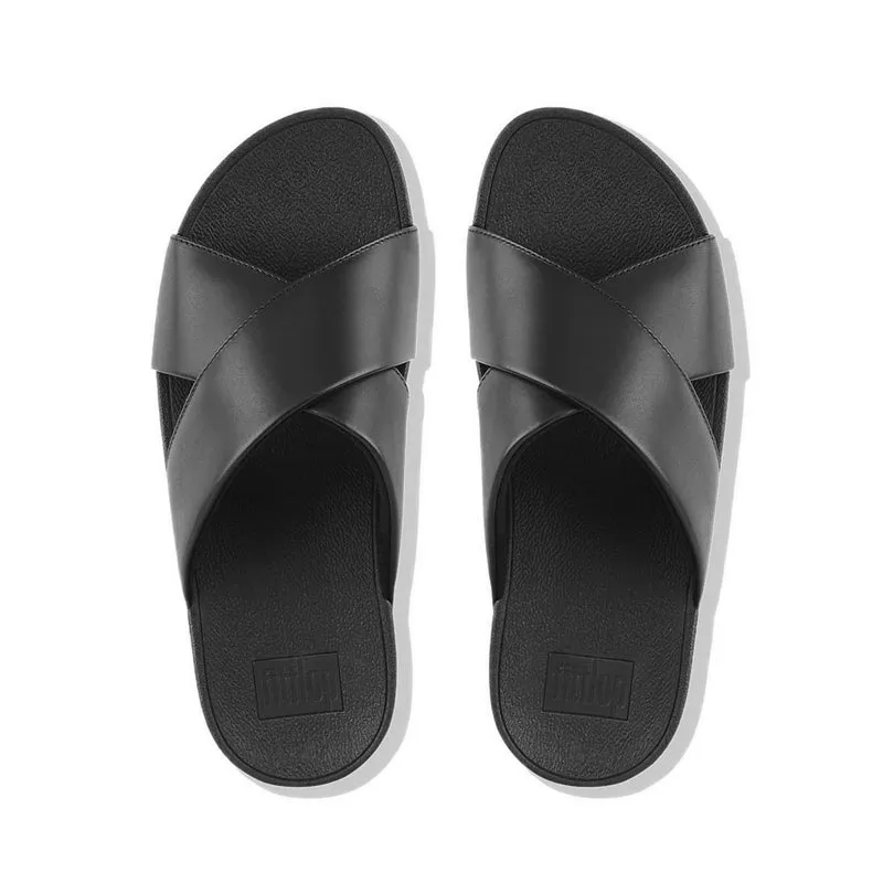 LULU CROSS SLIDE SANDALS - LEATHER