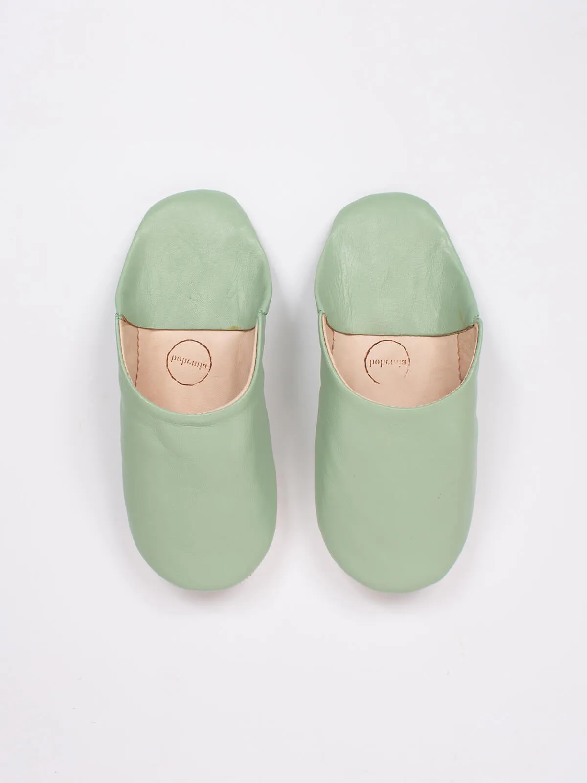 Moroccan Babouche Basic Slippers, Sage