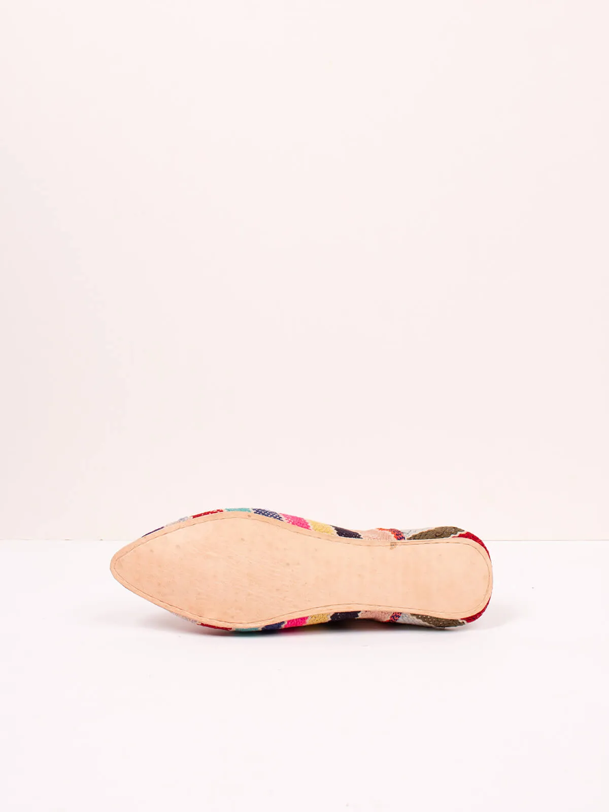 Moroccan Boujad Pointed Babouche Slippers, Multi Stripe