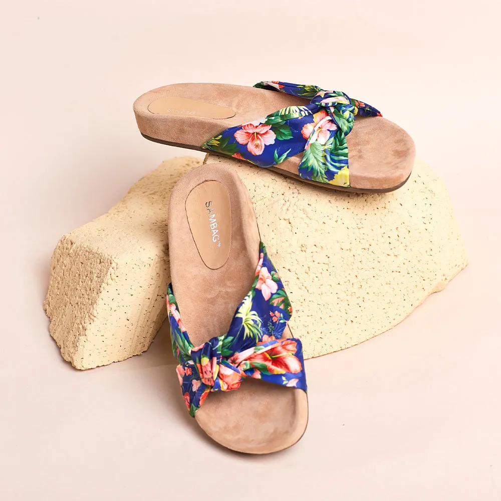 Paula Blue Floral Slide