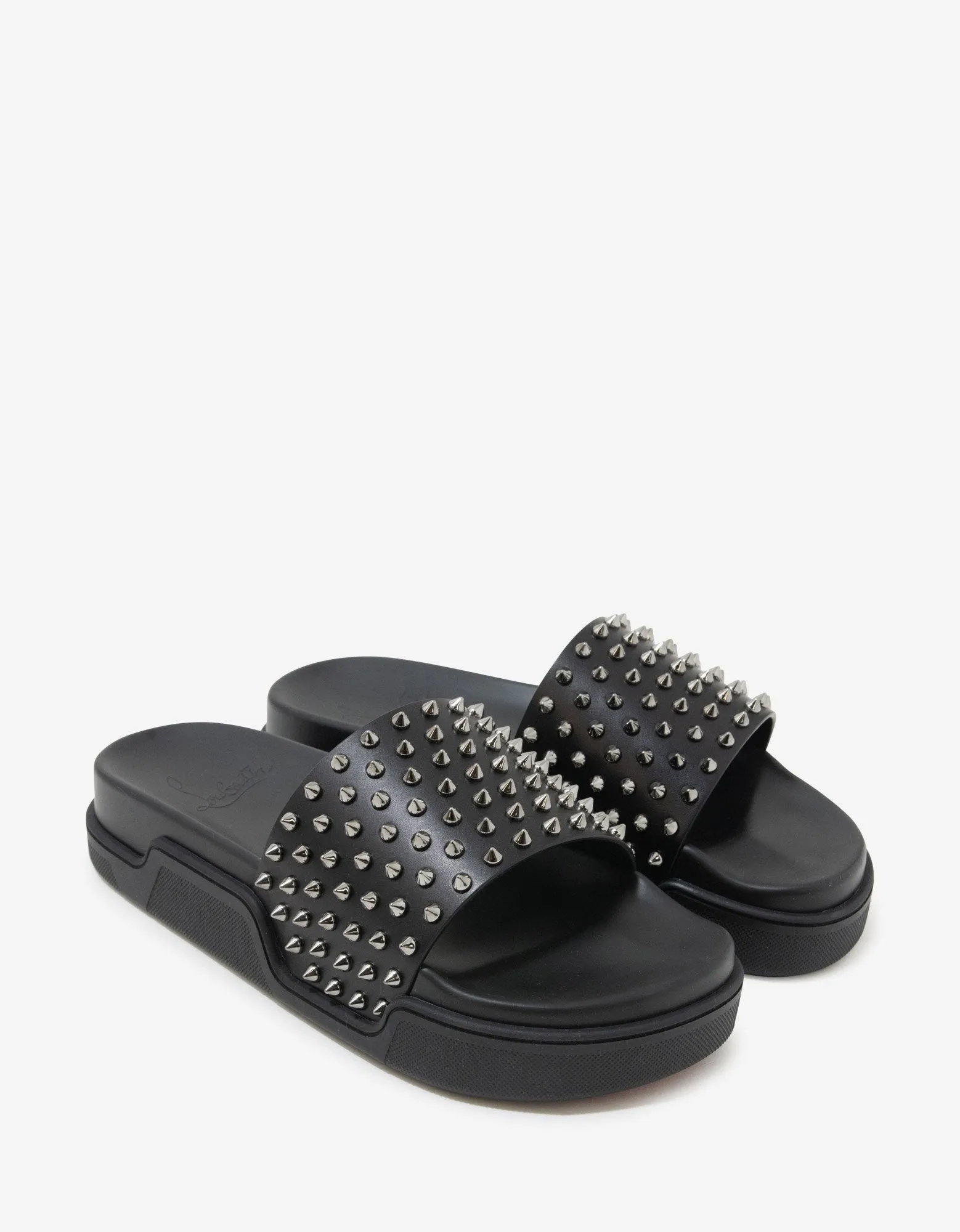 Pool Fun Black Spikes Slide Sandals -