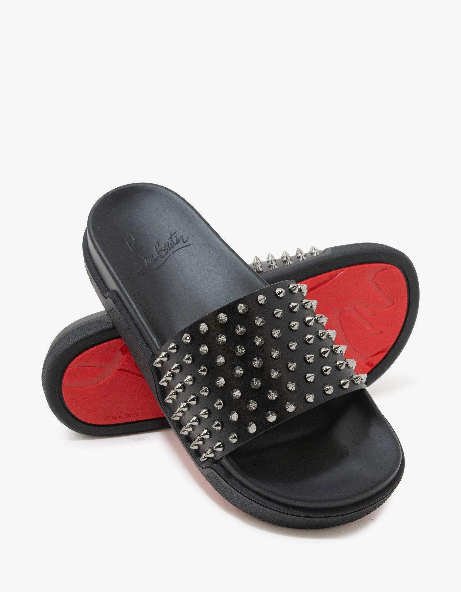 Pool Fun Black Spikes Slide Sandals -