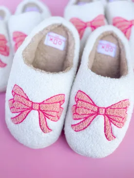 Rock Paper Scissors - Pink Bow Slippers: X-Large