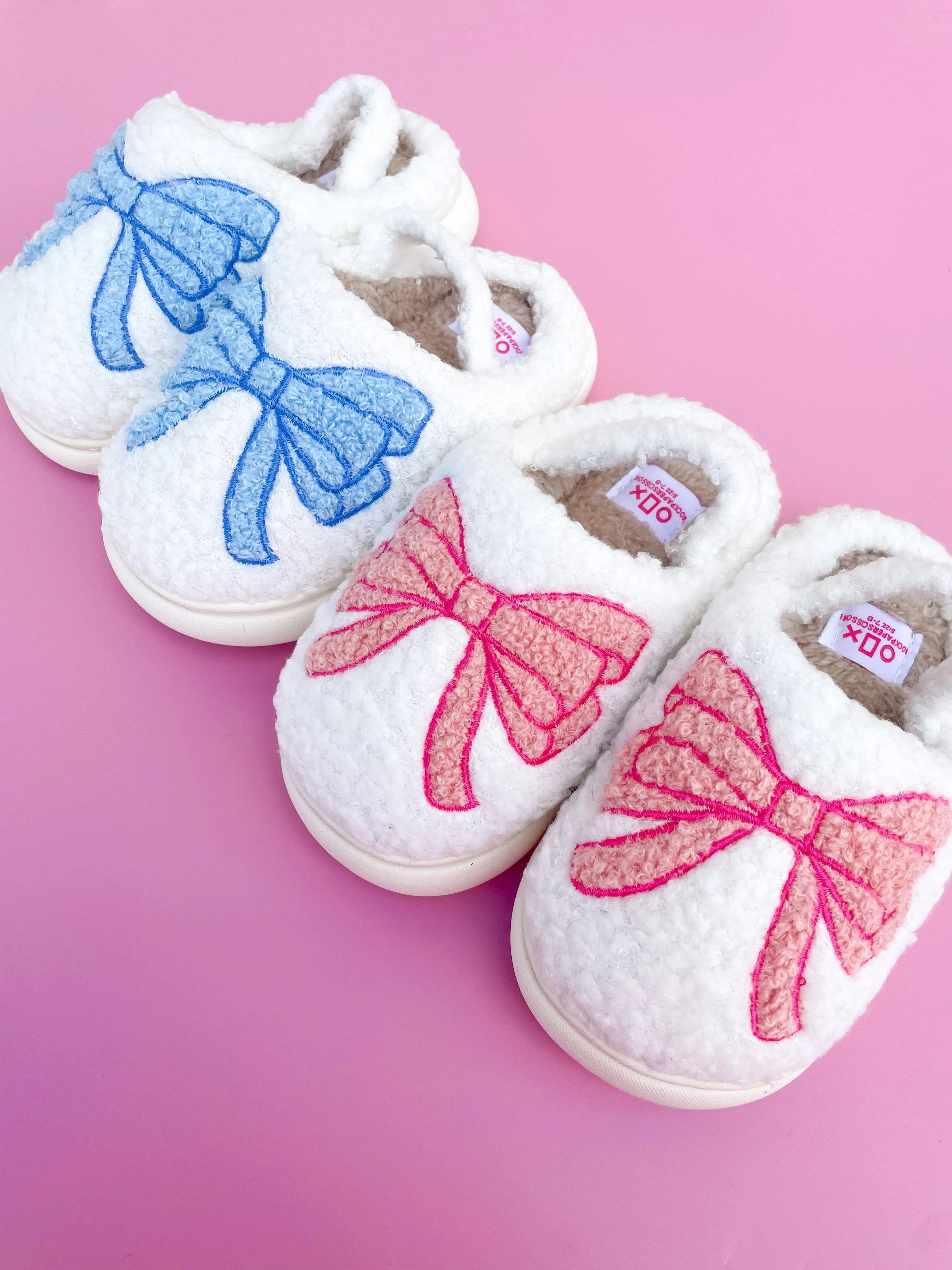 Rock Paper Scissors - Toddler/Kids Pink Bow Slippers: Medium