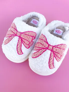 Rock Paper Scissors - Toddler/Kids Pink Bow Slippers: Small