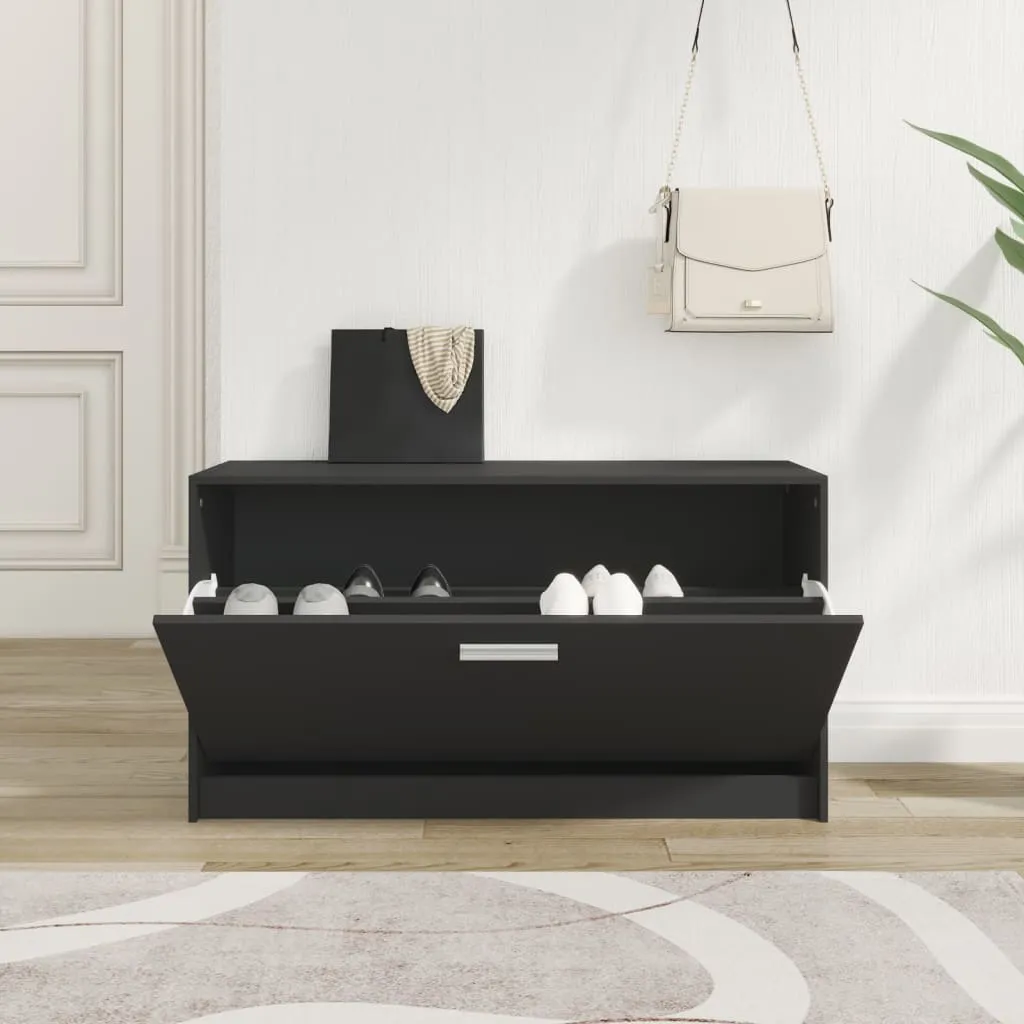 Shoe Bench Black 80x24x45 cm Engineered Wood