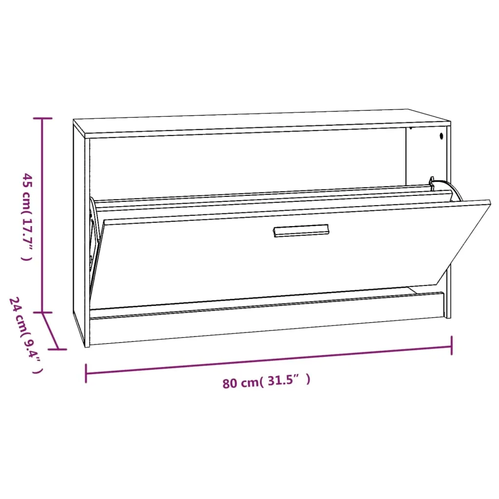 Shoe Bench Grey Sonoma 80x24x45 cm Engineered Wood