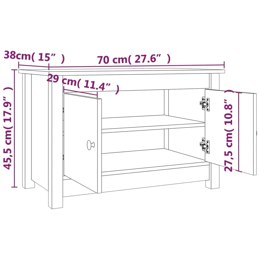 Shoe Cabinet Black 70x38x45.5 cm Solid Wood Pine