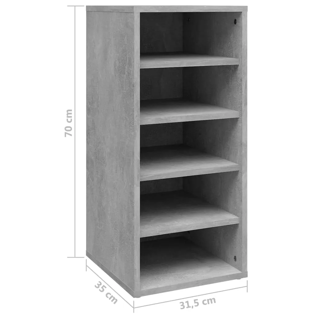 Shoe Cabinet Concrete Grey 31.5x35x70 cm Engineered Wood