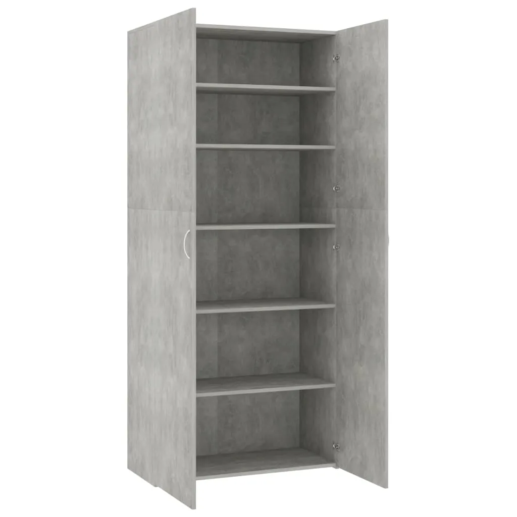 Shoe Cabinet Concrete Grey 80x35.5x180 cm Engineered Wood