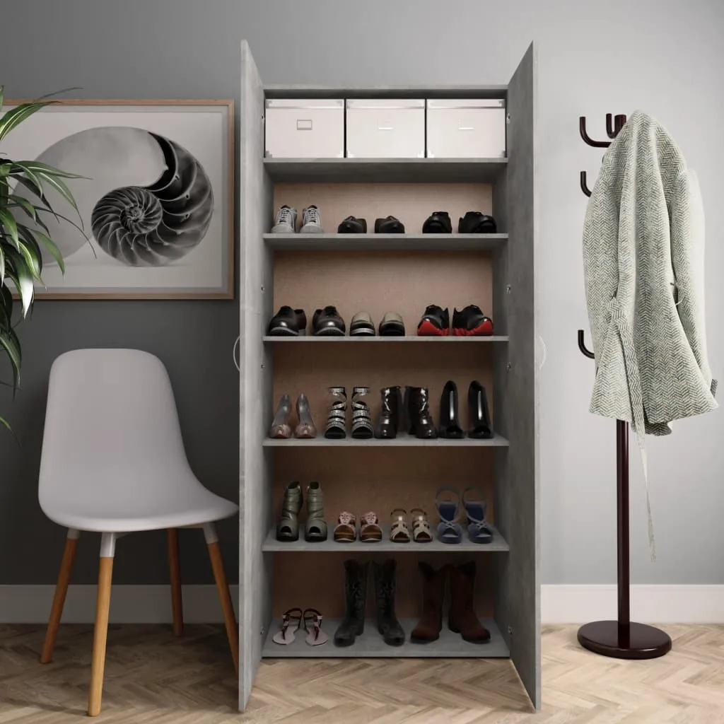 Shoe Cabinet Concrete Grey 80x35.5x180 cm Engineered Wood