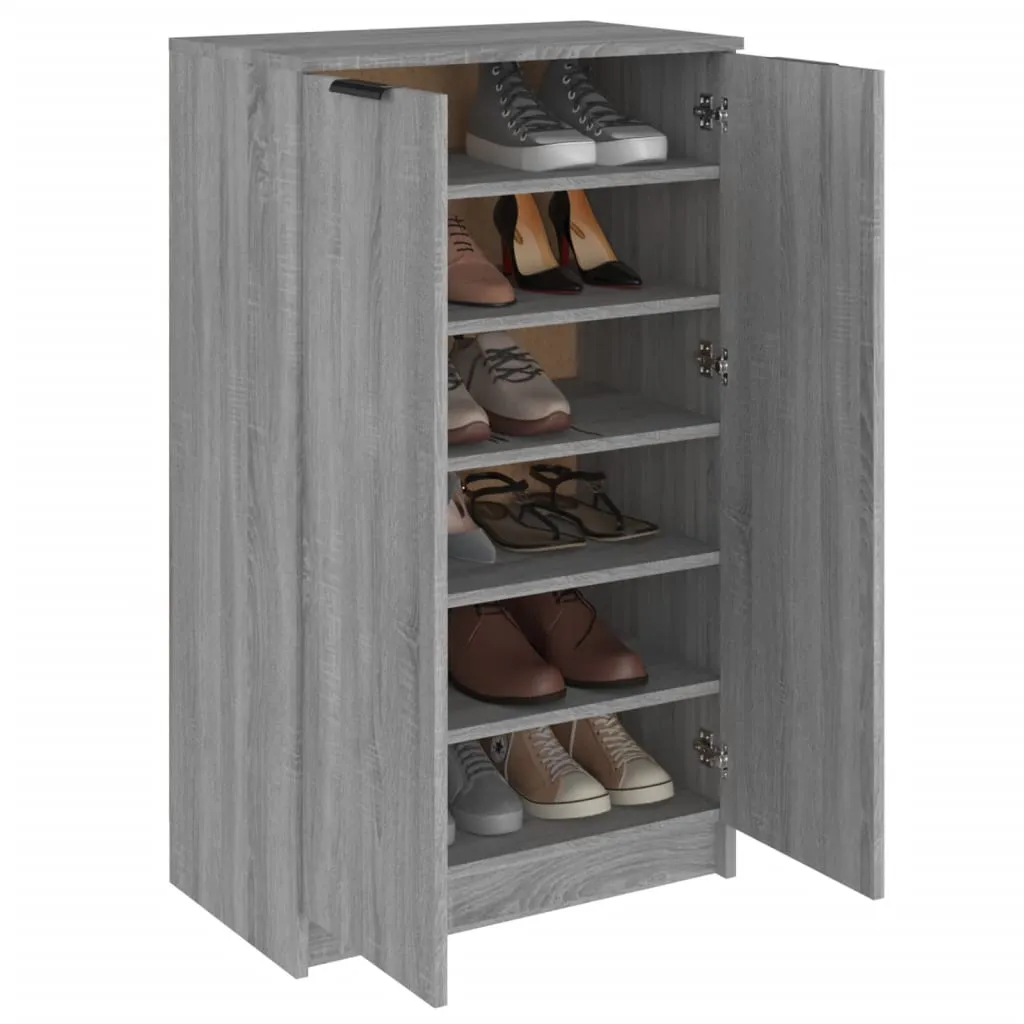 Shoe Cabinet Grey Sonoma 59x35x100 cm Engineered Wood