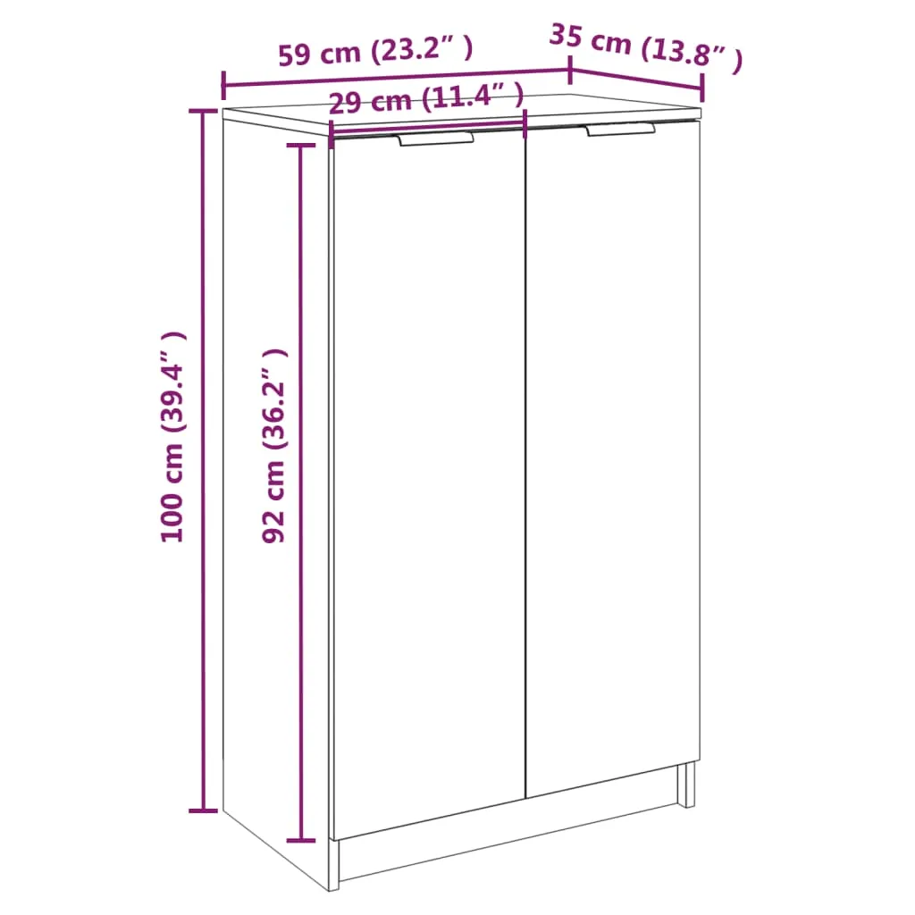 Shoe Cabinet Grey Sonoma 59x35x100 cm Engineered Wood