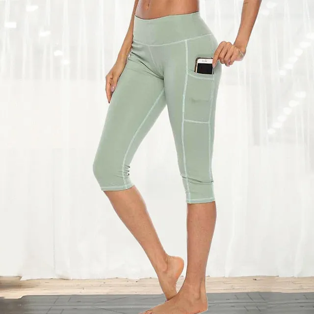 Side Pocket High Waist Running Capri