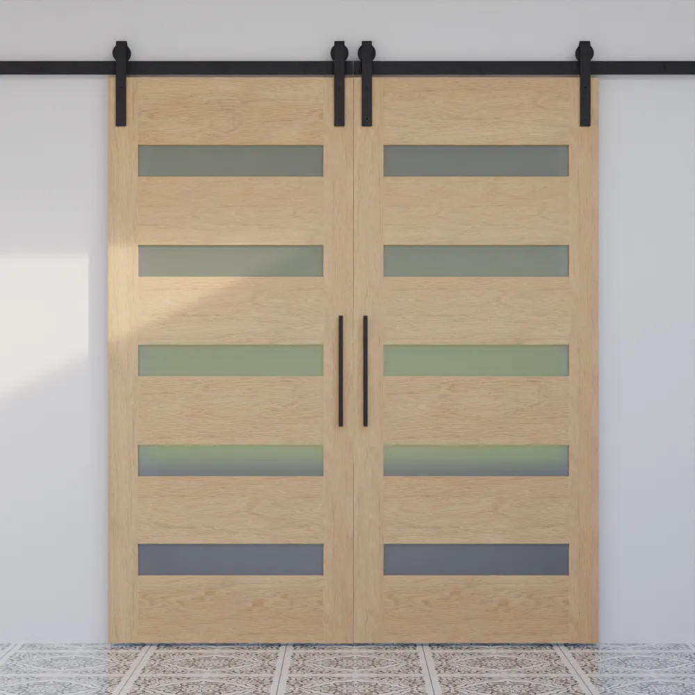 The Narrows Five Panel Interior Glass Barn Door