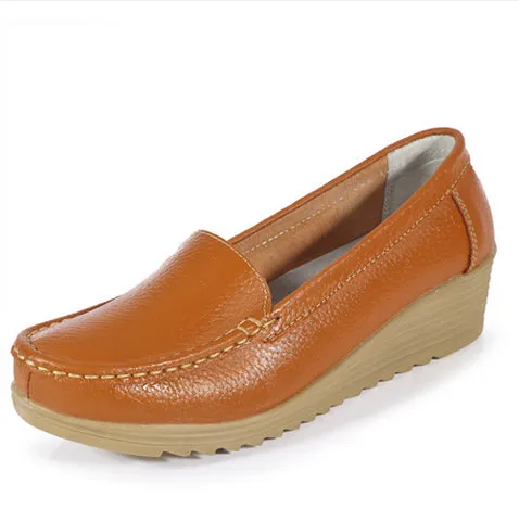 Women leather shoes female wholesale flats shoes girl casual comfort low heels flat loafers nurse shoes